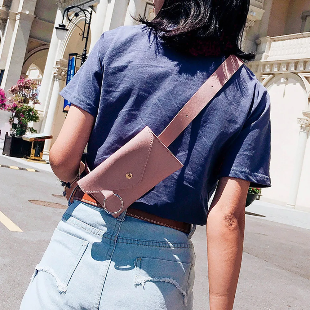 Забавная сумка 2019 Женская поясная Кожаная модная женская однотонная мессенджер