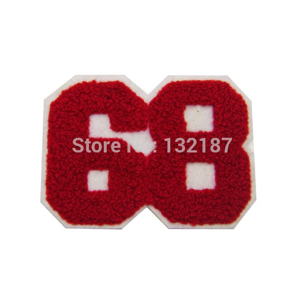 

Wholesale fashion towel patch sew on embroidery label DIY Numbers 68 patches for sweater jacket sportwear TP-014