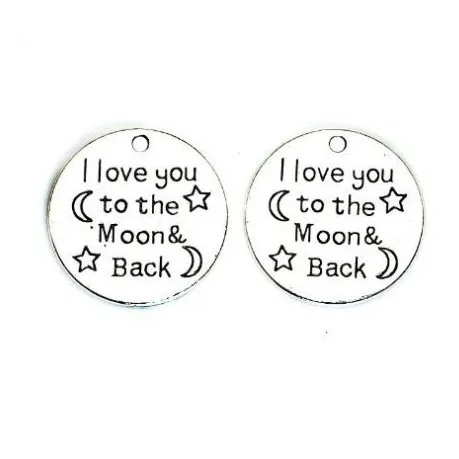 Бесплатная доставка 10 шт. античное серебро I Love You to the Moon and Back чармы кулон 25
