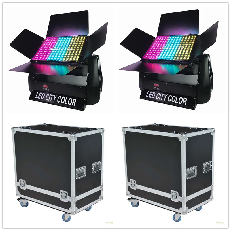 (2 шт. + 2flycase) 180x9 Вт светодиодный rgb настенный светильник dmx 3 в 1 цветной для города
