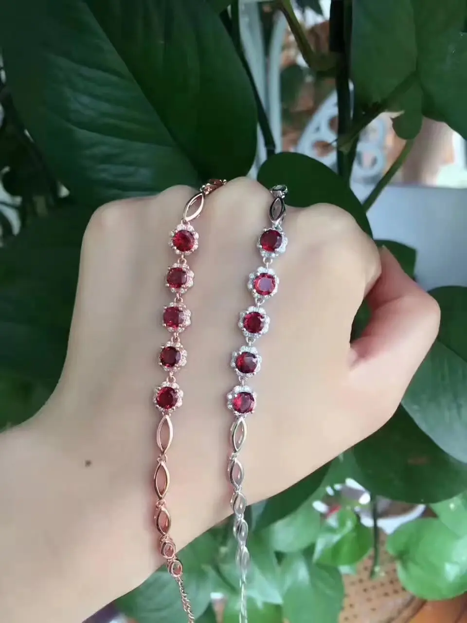 Fidelity natural 5mm Mozambique garnet Bracelets s925 sterling silver Brilliant fine jewelry for women red gemstone | Украшения и
