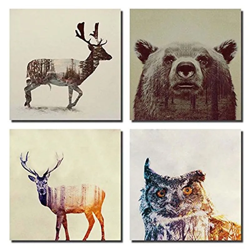 Акварельные скандинавские животные Лев медведь панда художественные принты