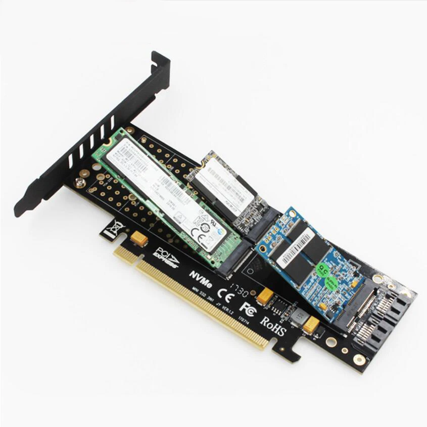 Адаптер M.2 NVMe SSD NGFF на PCIE X16 ключ M B mSATA PCI Express 3 0 в 1 конвертер NVME M2 m.2 AHCI SATA mSATA|Платы