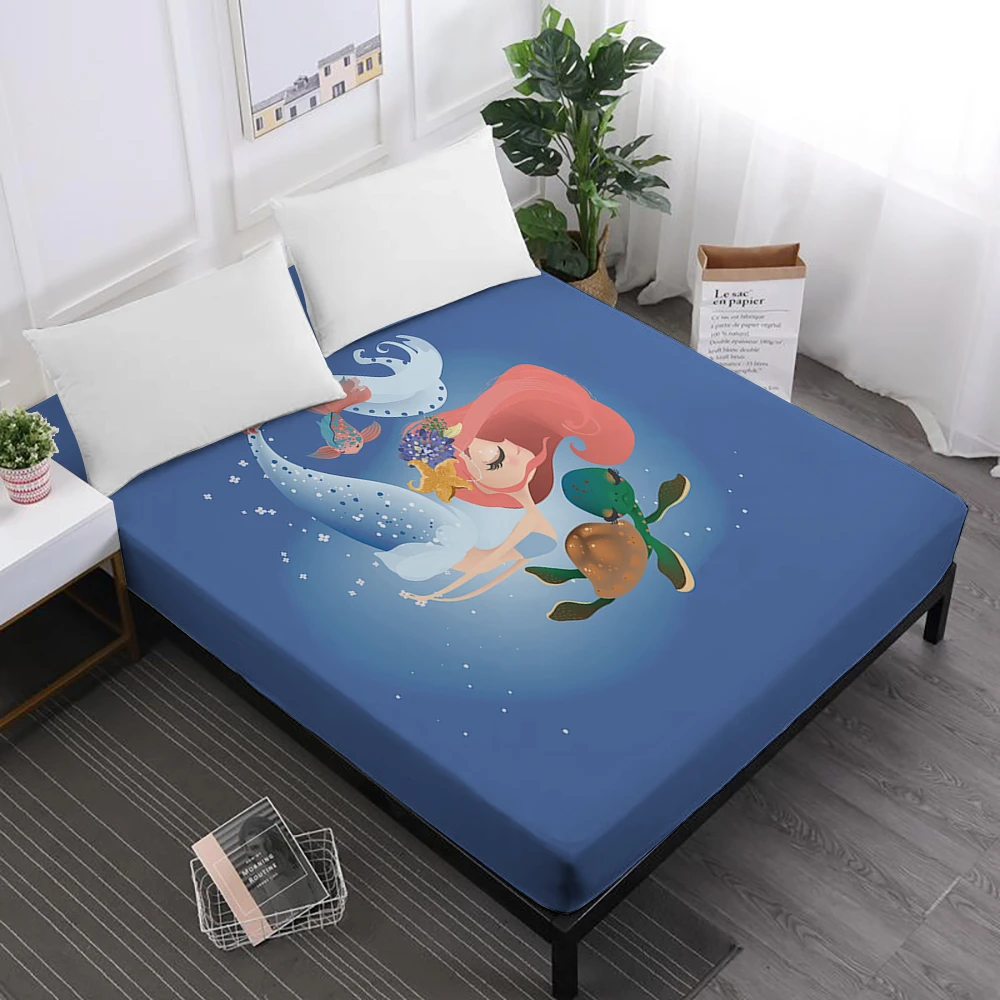 Детская кровать с рисунком из мультфильма Dreamlike простыня Русалочки С черепашками
