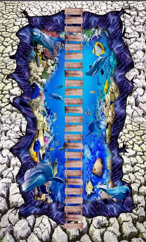 Нескользящие водонепроницаемые Самоклеящиеся ПВХ обои Dream Ocean World наружная
