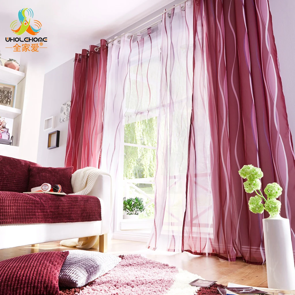 

Customized Striped Window Curtain Voile Panel Polyester Woven for the Living Room Bedroom Christmas Home Decoration Drape 1PCS