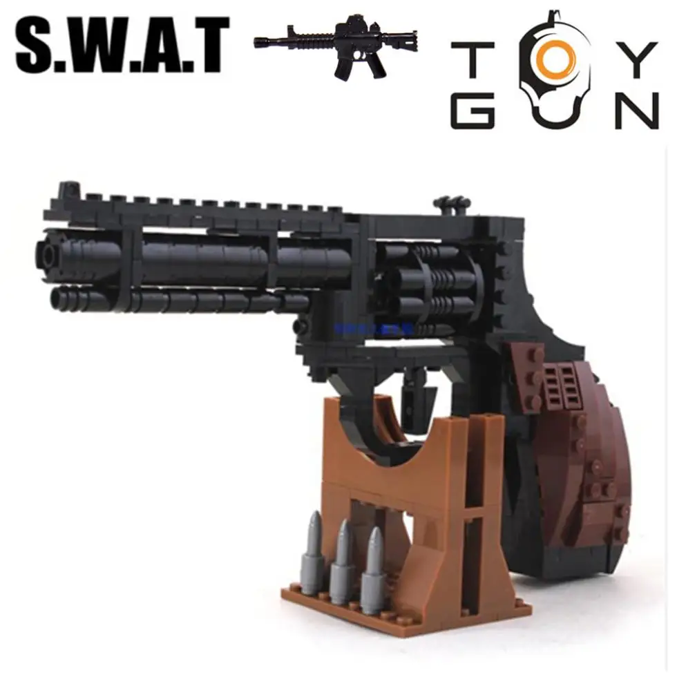 AUSINI 300 шт. револьвер SWAT Пистолет мощность оружие Модель 1:1 фигурки DIY Строительные