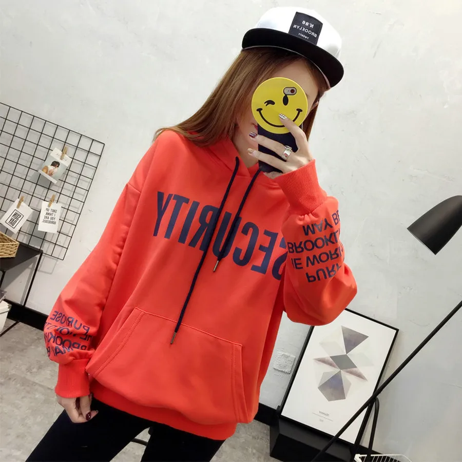 Women Hoodies Sweatshirts Long Sleeve 2017 Autumn Winter Hooded Pullover Hoodie Patchwork Letters Print Coat Ladies Casual Tops |