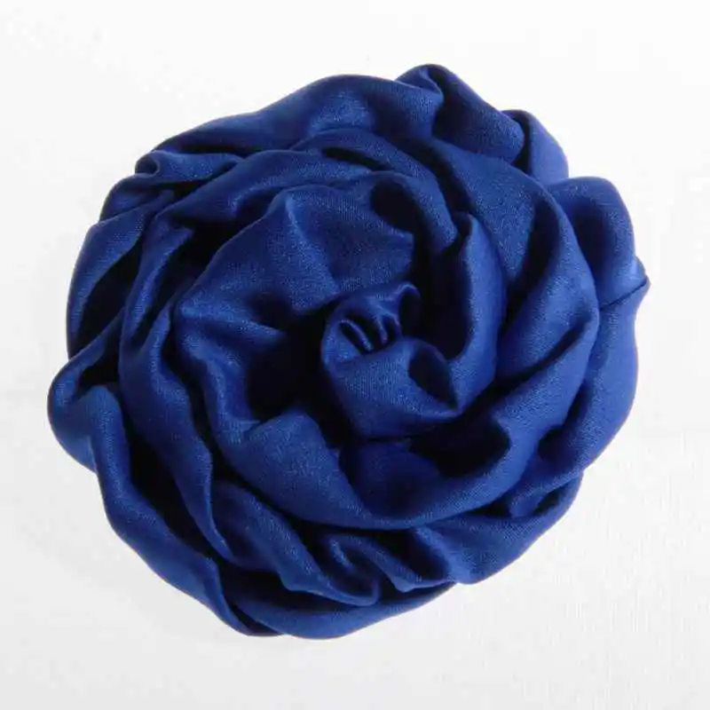 Royal Blue 10 шт. " Модный рулон атлас с розочками цветы для головной повязки Мягкий тканевый цветок из шелка для женщин заколки для волос аксессуары - Цвет: Royal Blue