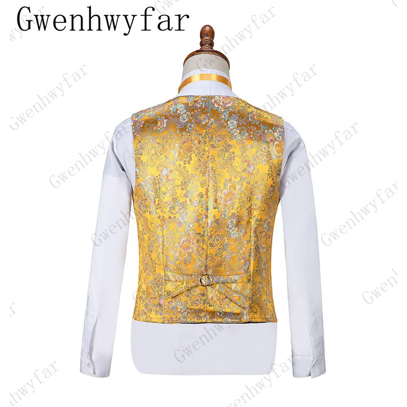 Gwenhwyfar/Новинка модные костюмы смокинги с золотыми рукавами одежда для жениха