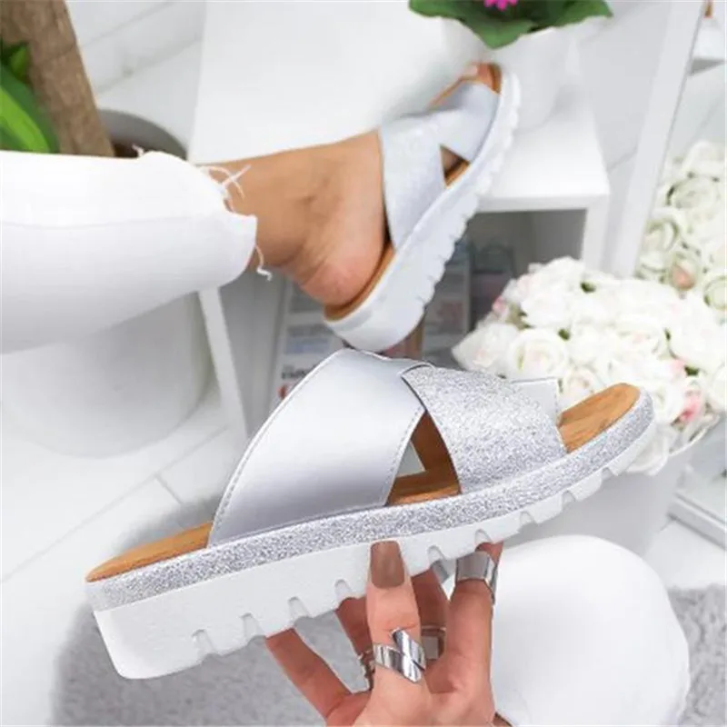 2020 Women's Slippers Soft Summer Beach Casual Shoes Woman Flat Slides Thick-Soled Cork Slipper Fashion Flip Flops Zapatos Mujer | Обувь