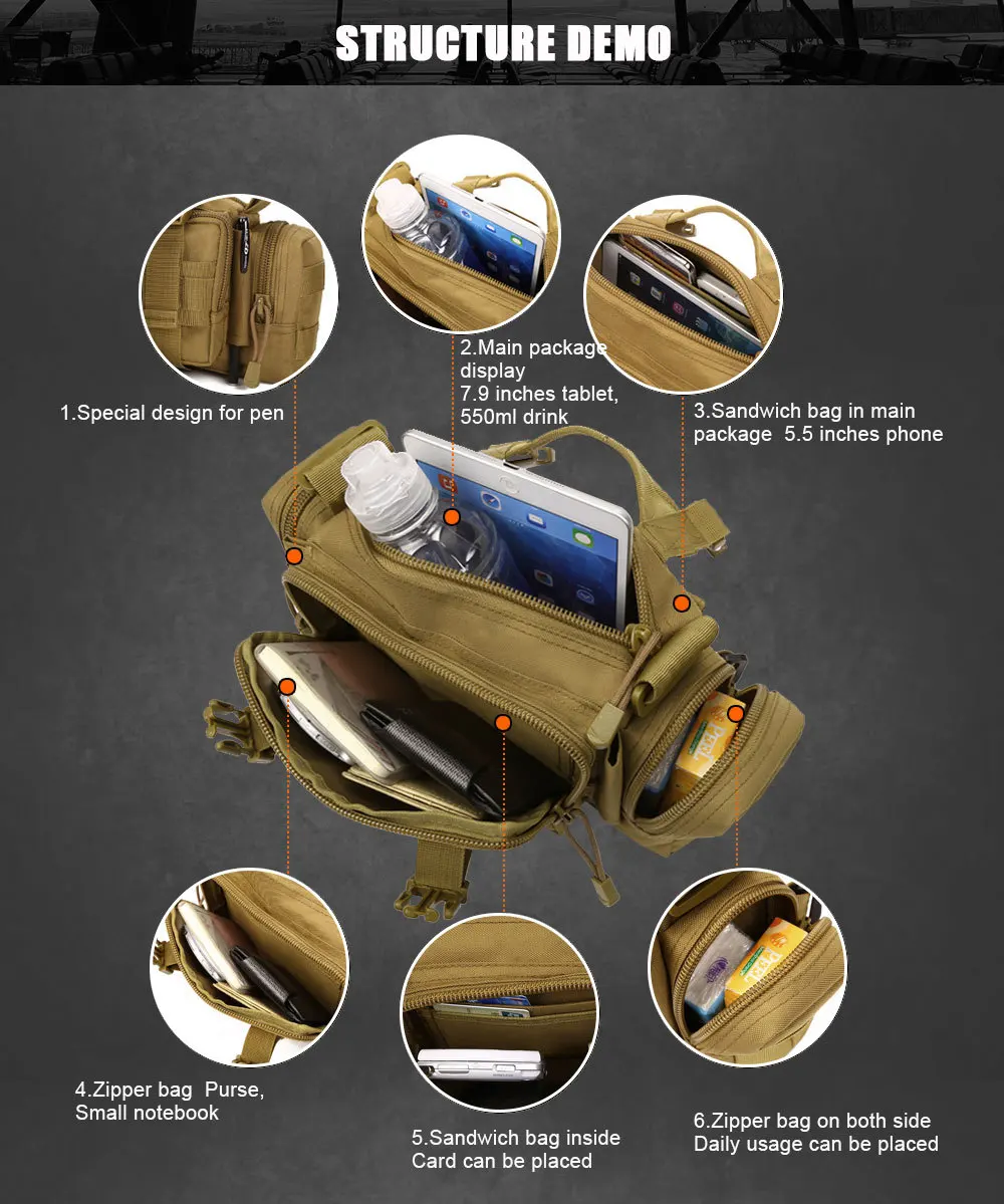 Land force Камуфляжный Тактический поясной рюкзак для улицы нагрудный сумка на плечо