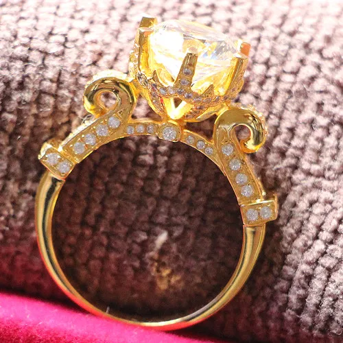 

3Ct Round Cut Diamond Ring for Her Solid 925 Sterling Silver Jewelry Yellow Gold Color Luxury Quality Fine Jewelry