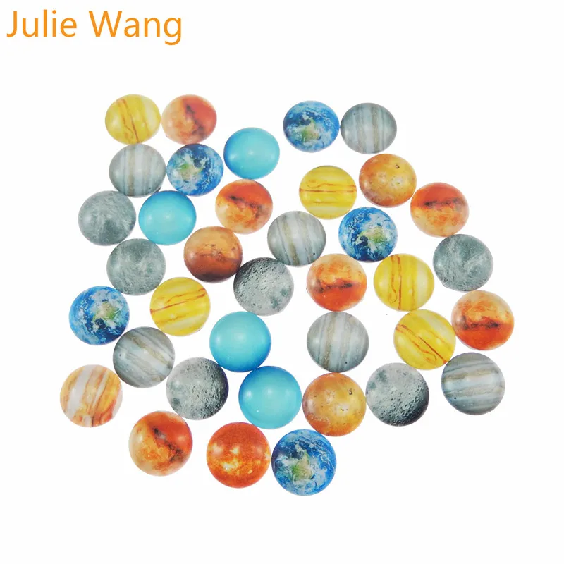 Julie Wang 1 упаковка 8 30 mmRound стекло Смешанная галактика Планета Земля Марс венерина