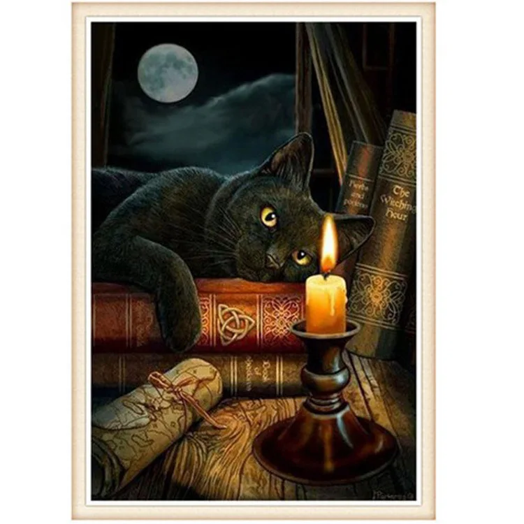 

Набор для вышивки крестиком Cat, который смотрит на свечи, хочет почитать, 11ct 14CT