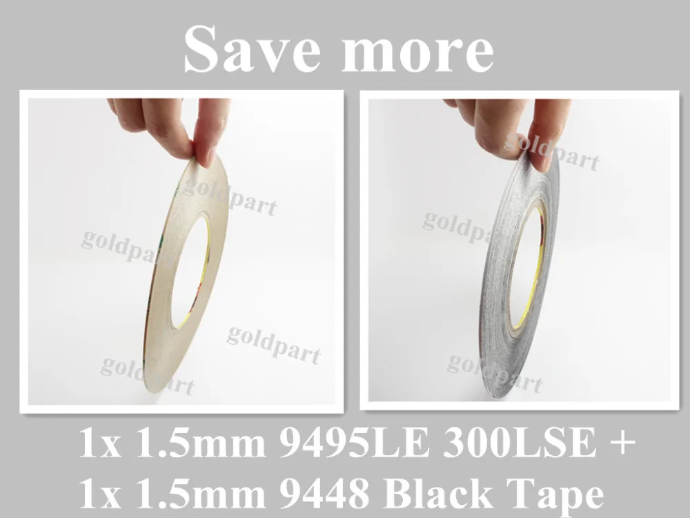 

1x 1.5mm 3M 9495LE 300LSE Clear Double Sided Adhesive +1x 1.5mm 9448 Black Tape for iphone 4S iphone 5 Frame Digitzer LCD Repair