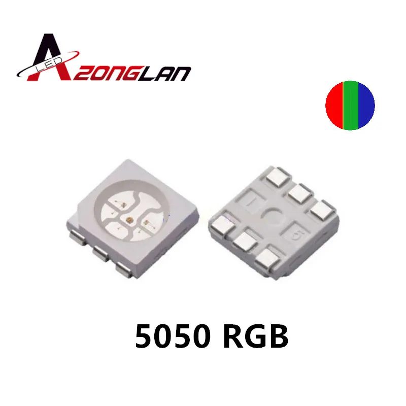 50 шт. 5050 RGB SMD LED красный зеленый синий SMT PLCC-6 3 чипы светоизлучающие диоды лампа