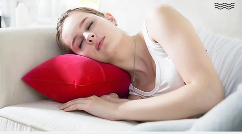 Portable Pillow Travel Air Cushion Inflatable Double Sided Flocking Cushion Camp Beach Car Plane Hotel Head Rest Bed Sleep