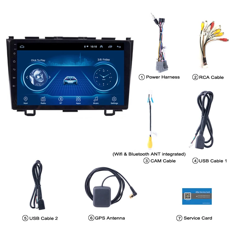 Ectwodvd 9inch Andriod 8.1 Car GPS Navigation For Honda CRV CR-V 2007-2011 DVD Multimedia System With Casing | Автомобили и