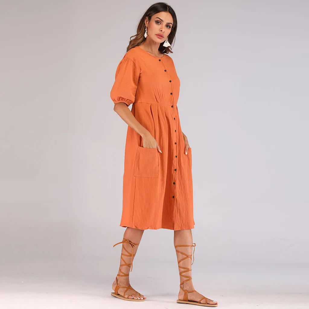 Vetement femme 2019 vestido модное женское платье с коротким рукавом круглым вырезом