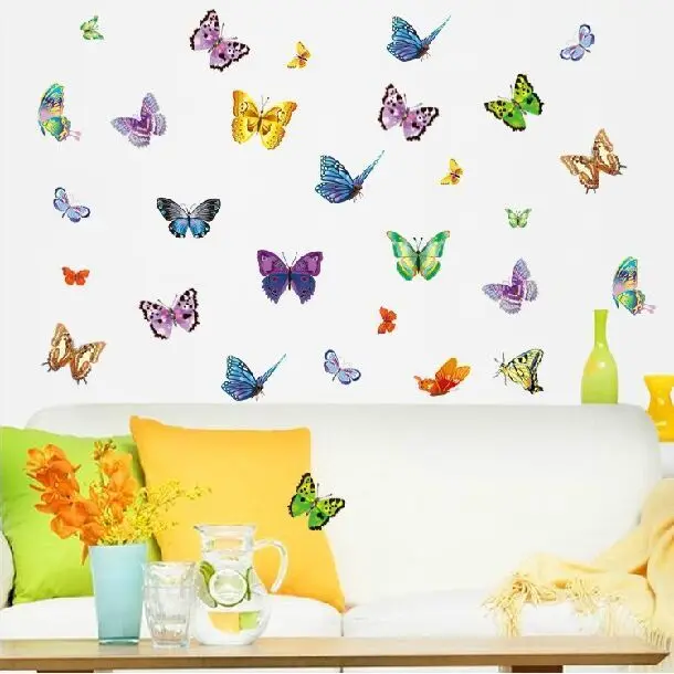 Милый мультфильм DIY Бабочка Искусство наклейки на стену домашний Декор Гостиная