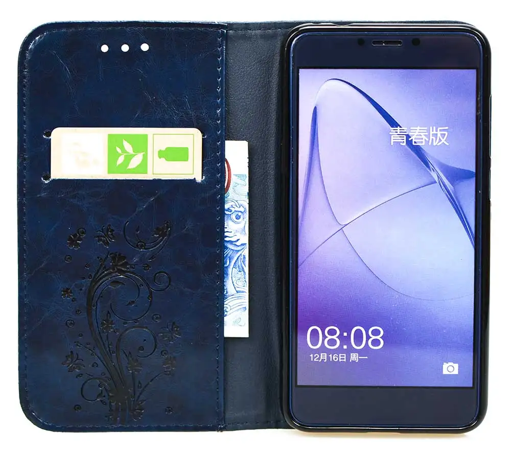 Роскошный кожаный чехол бумажник с объемным цветочным принтом для Huawei P8 Lite 2017 P9 P10