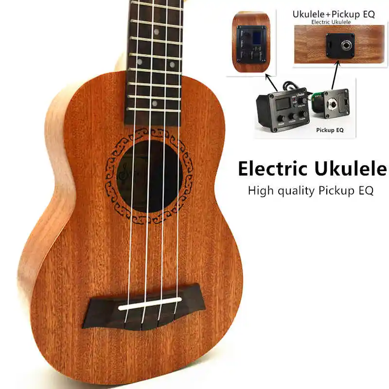 Electric uku good EQ SevenAngel Акция укулеле концертная сопрано Тенор укулеле мини Гавайская Акустическая гитара электрическая гитара кавацинхо - Цвет: Electric uku good EQ