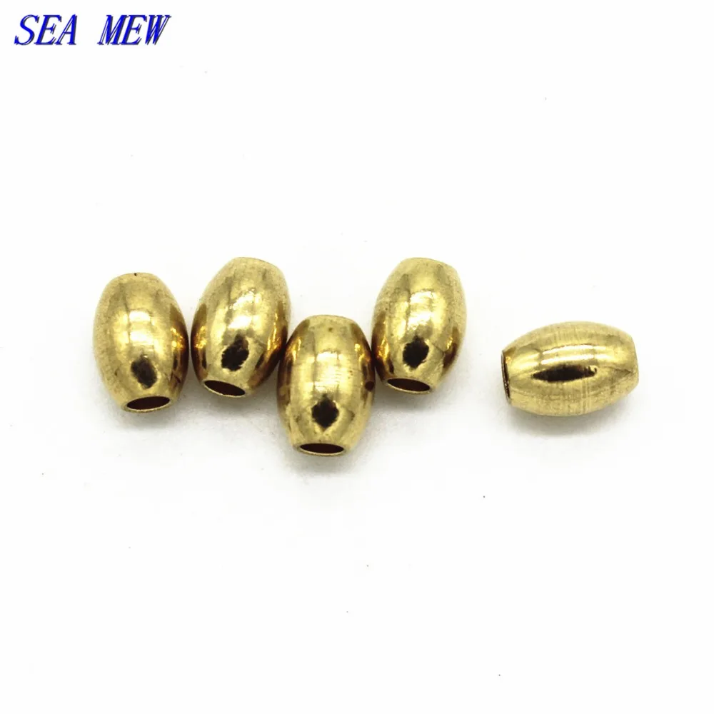 SEA MEW 100 шт 3*5 мм 4*6 мм 5*8 мм 6*8 мм Металлические необработанные латунные овальные бусины с отверстием бусины DIY свободные бусины для изготовления ювелирных изделий