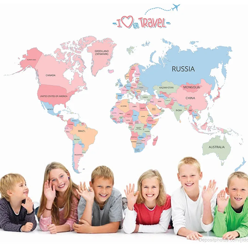 Children Wall Sticker Bedroom Baby Room Educational World Map Classroom Decor Colorful English Letter Stickers Fridge Magnets | Дом и сад