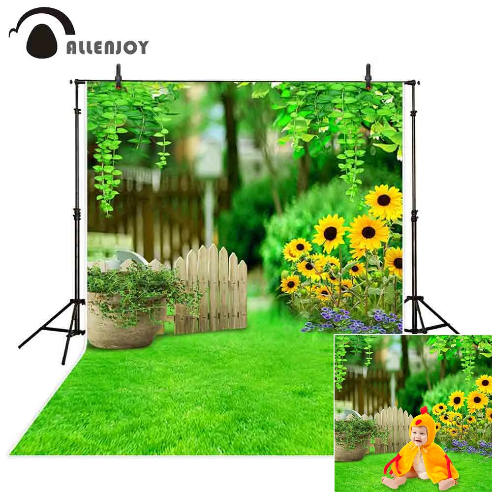 

Allenjoy весенние фоны для фотосъемки садовый забор зеленая трава боке фон для фотосъемки Новый реквизит для фотосъемки виниловый Фотофон