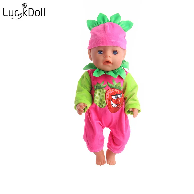 LUCKDOLL Пижама с рисунком &quotФрукты&quot костюм + шапка для куклы 43 см и 18 дюймов