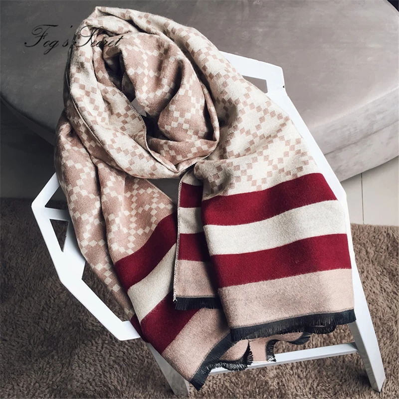 2018 Autumn Winter Warm Shawl For Women Trendy colorful Plaid printing patterns Elegant imitation cashmere scarves | Аксессуары для