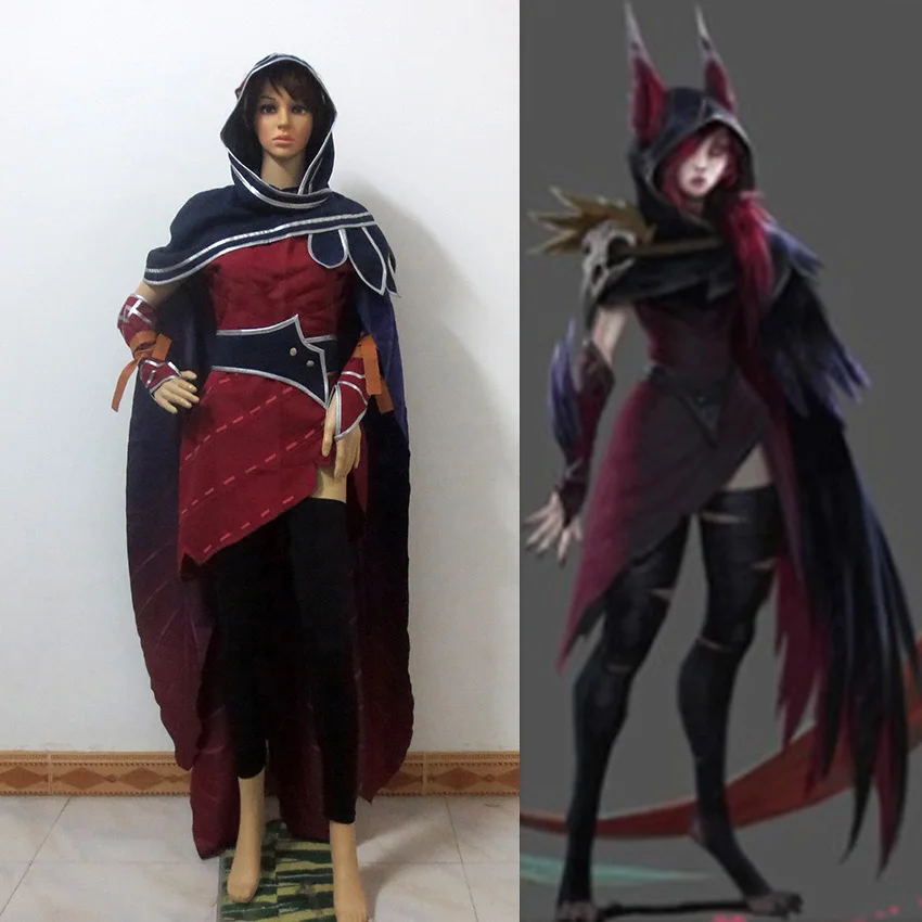 Gioco LOL New Hero Xayah Red Cosplay Dress Set Con mantello per donne adulte Comic Con Party Halloween natale Costume Cosplay