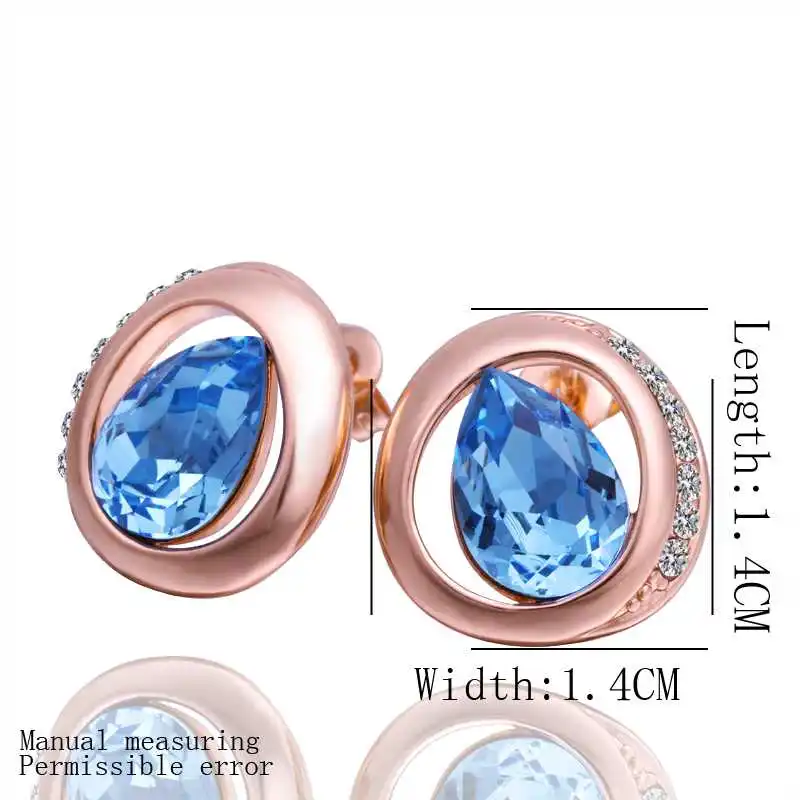 Free shipping 18K GP gold plated jewelry earring nickel free tin alloy rhinestone crystal rose golden stud earrings SMTPE279 | Украшения и