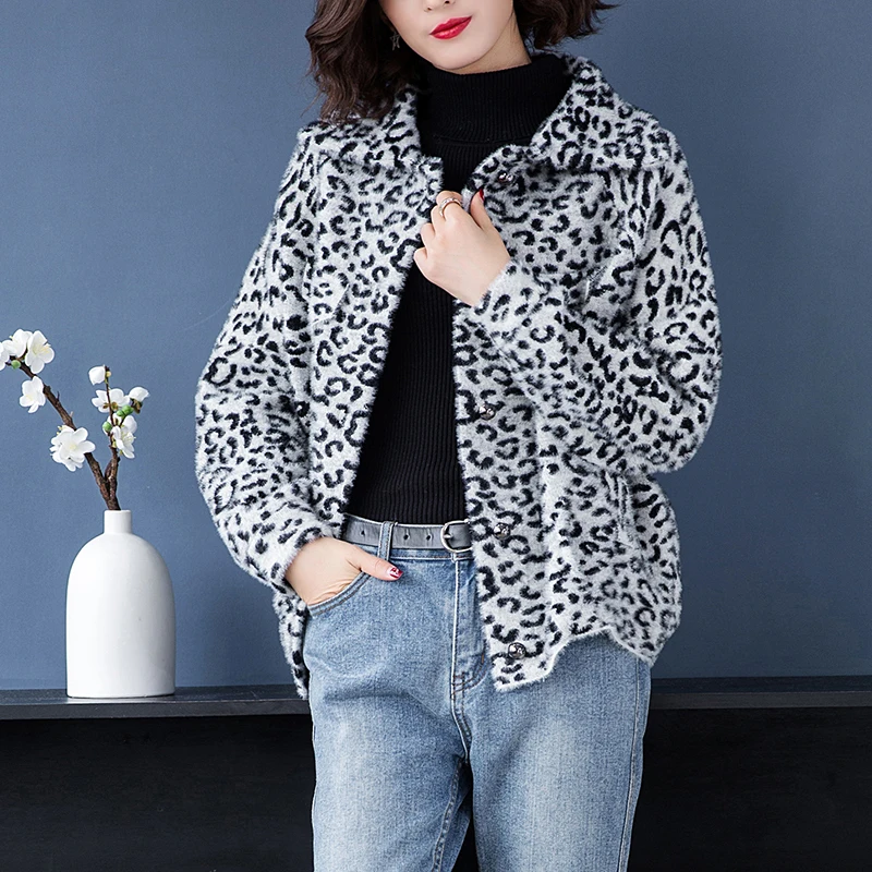 Brand Coat Fall Winter Women Short New Fashion Leopard OL Commuter Turn-down Collar Single Breasted Outerware Female | Женская одежда