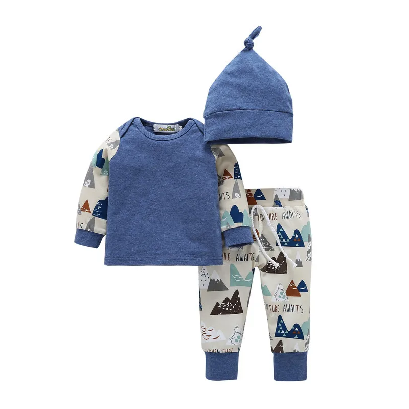 

Newborn Baby Boy/Girl Clothes Set Autumn Winter 95% Cotton Kids Infant Clothing Long-Sleeve Outfits 3Pcs T-Shirt+Pant+Hat