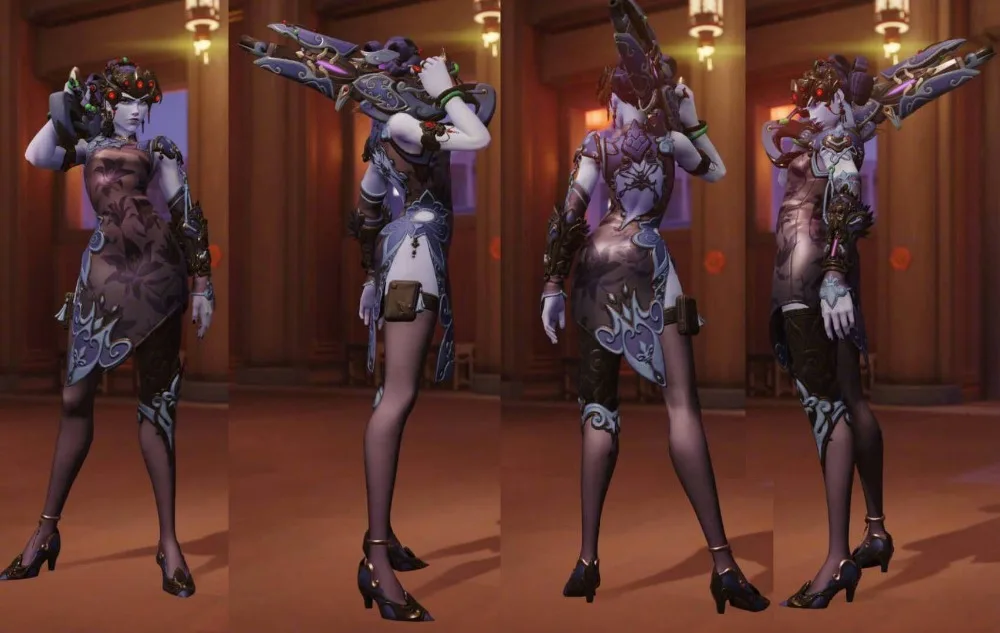 Widowmaker новая кожа черная ночь Лилия Косплей Костюм на заказ/размер полный