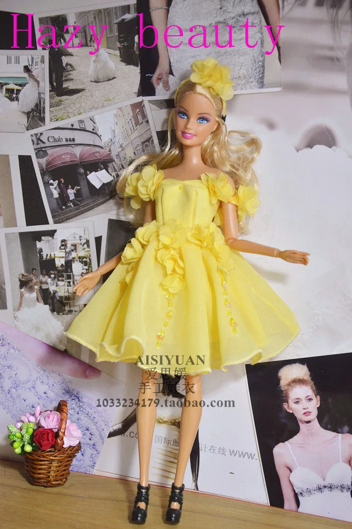 Кукла платье Симпатичный Желтый одежда для BB 1:6 куклы BBI1036|clothes for barbie|for barbiedoll dress |