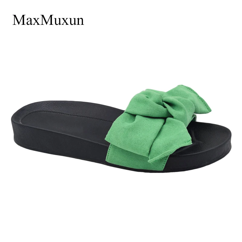 MaxMuxun/женские резиновые шлепанцы с бантиком пляжные вьетнамки для дома женские