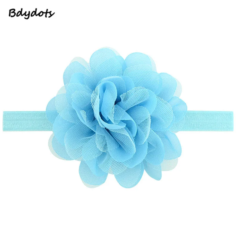 

Net Yarn Chiffon Flower 12Pcs/lot Girls Headband Elastic Hairband Flowers Headband Kids Hair Accessories