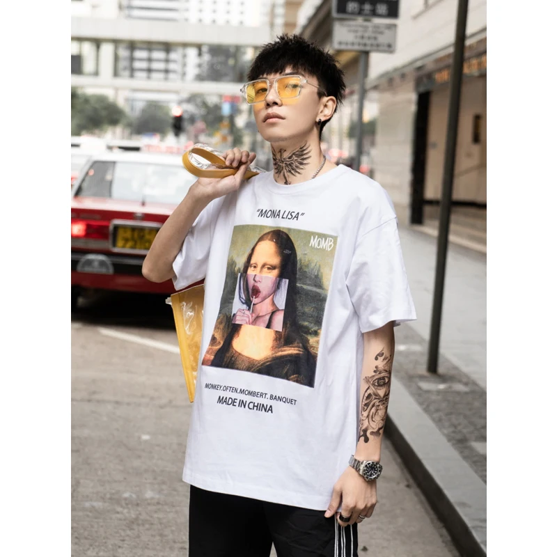UNCLEDONJM Monalisa хип хоп футболка забавная Мужская рубашка 2019 летняя короткий рукав