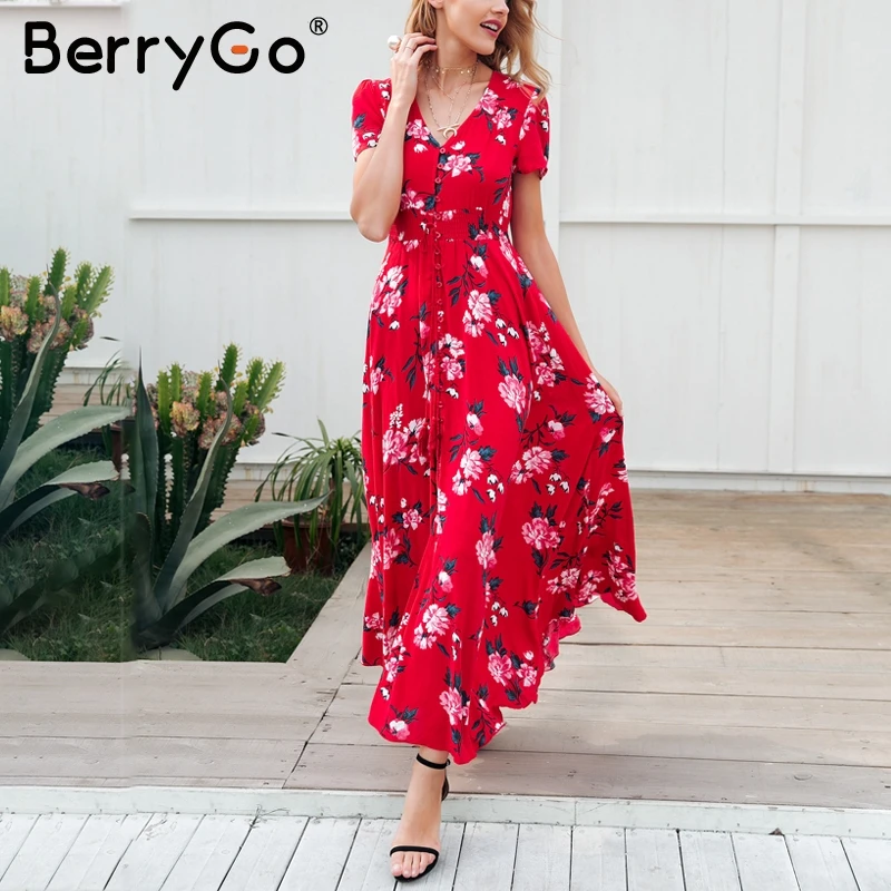 BerryGo кисточка до печати летнее платье удлиненный полурукав повседневные женское