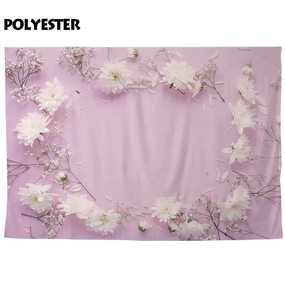 Фон для фотосъемки Allenjoy обои с белыми цветами Свадебный розовый пастельный фон