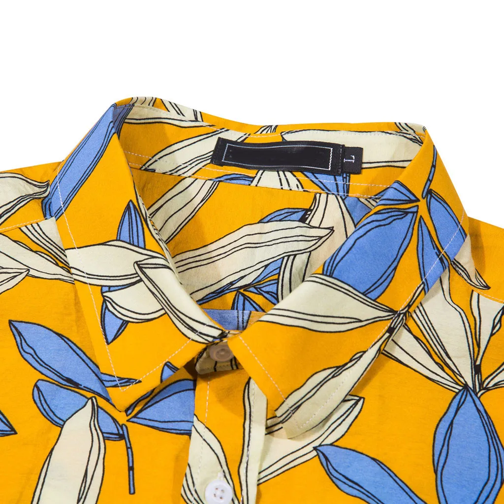 Мужская Повседневная рубашка с принтом в виде кленового листа Hawaii короткими