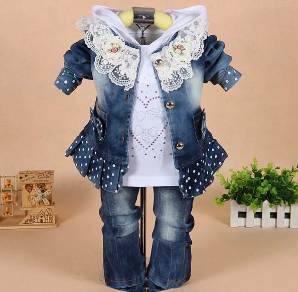3 шт. джинсовая куртка для девочек футболка и джинсы|clothing sets|baby girl3pcs baby |