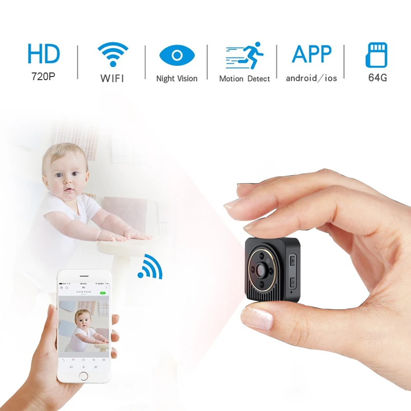 Мини WiFi камера 720P HD дистанционное воспроизведение видео маленькая микро