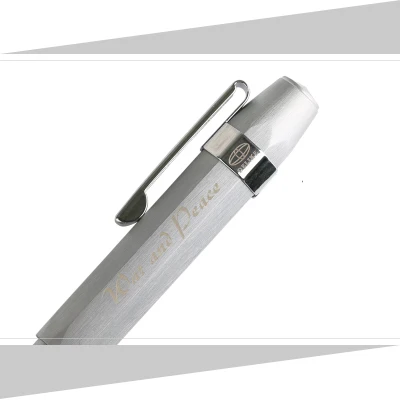 silver grey Delike Bullet Design Copper Fountain Pen Short Pen 0.38mm 0.58mm 0.6mm Creative Pocekt Pens with Gift Box for Collection - Цвет: silver grey