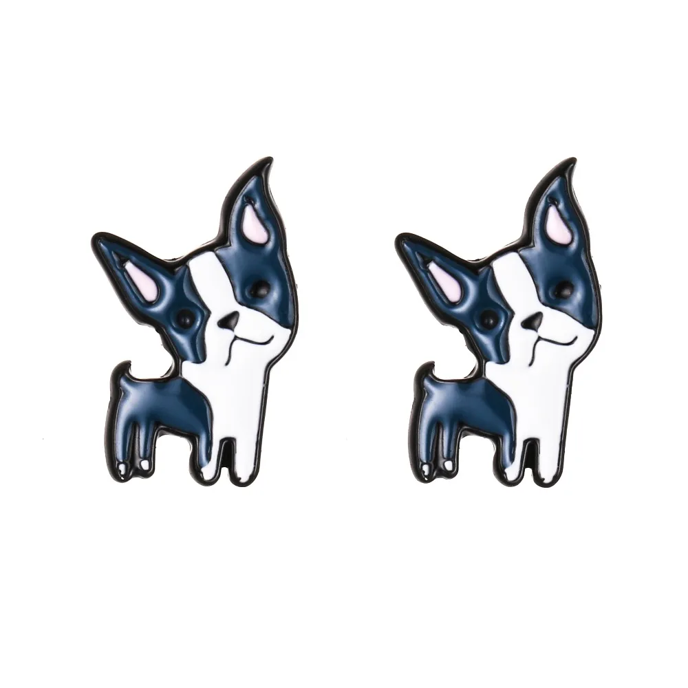 

Daisies Boston Terrier Shaped Enamel Stud Earring Cute Animal Dog For Women Girls Wedding Party Fashion Jewelry