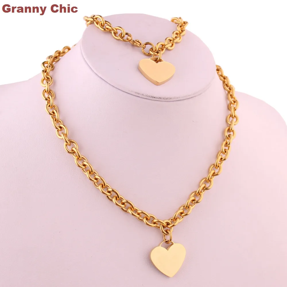 Набор женских ювелирных изделий Granny Chic золотистая цепочка из нержавеющей стали в