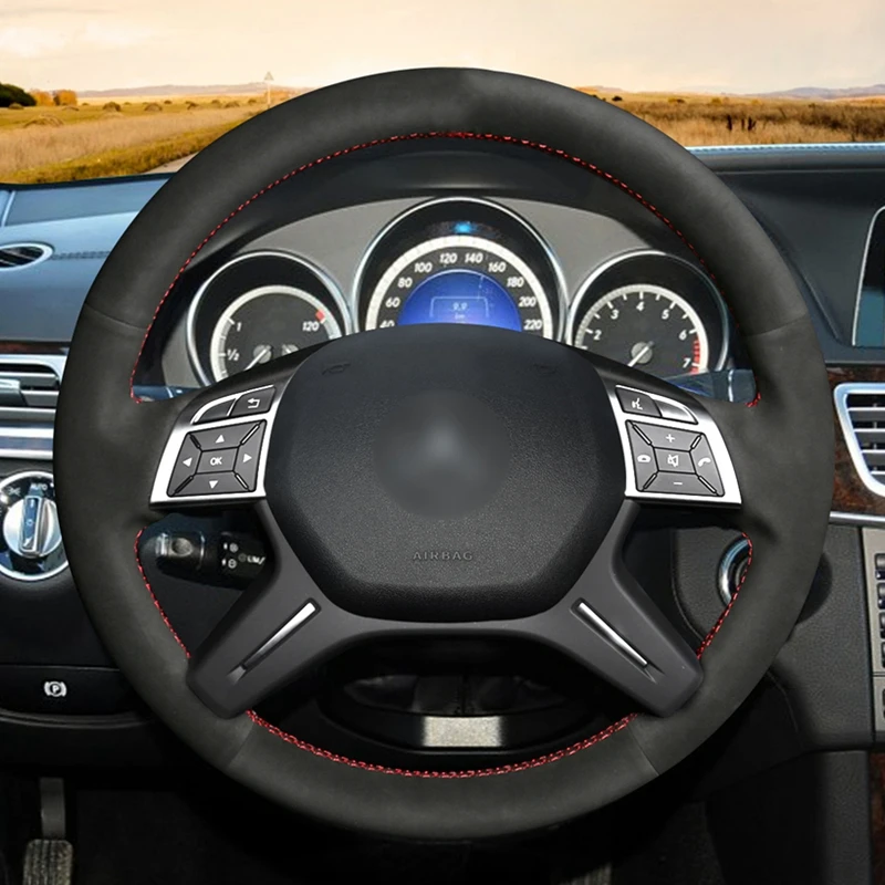 Черный замшевый чехол рулевого колеса автомобиля для Mercedes Benz E Class E300 2014 GL 350 400 500 550